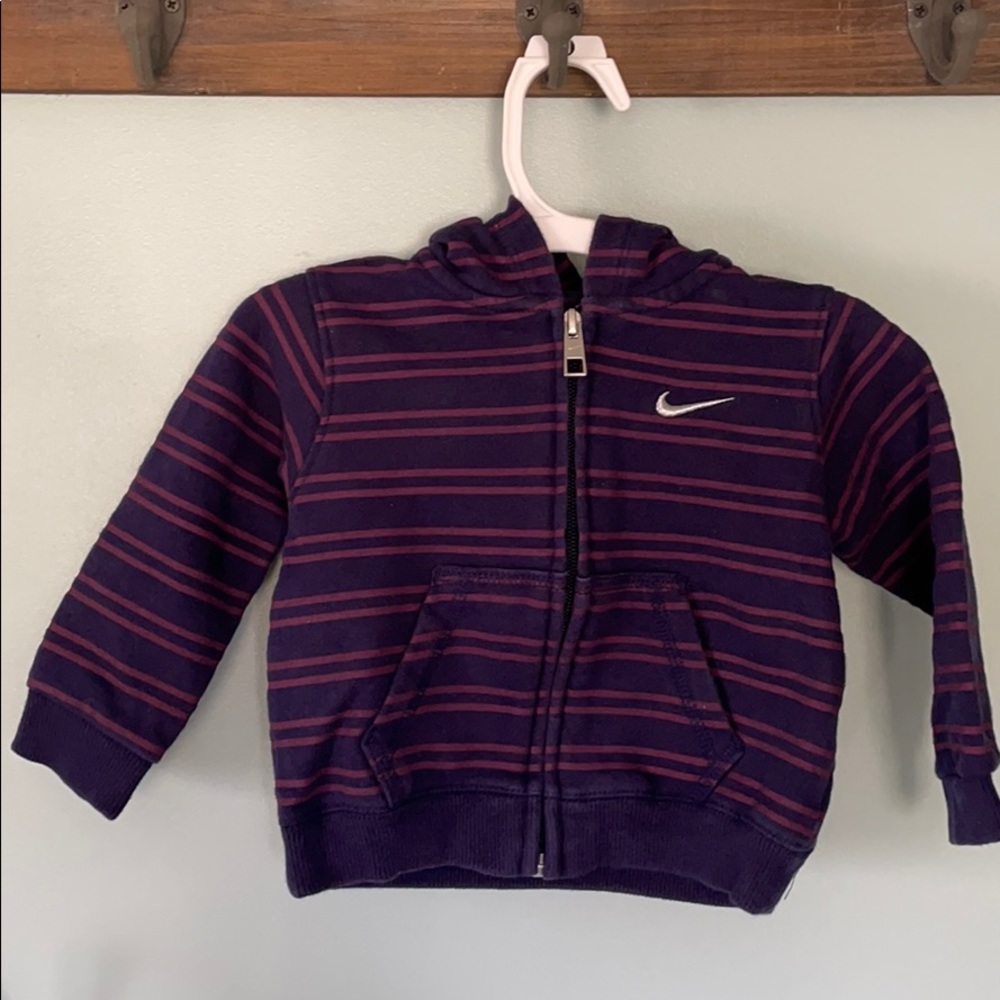Nike blue maroon stripe hooded sweatshirt 18 month
